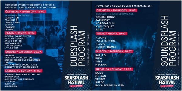 Raspored DubSplash i SoundSplash pozornica