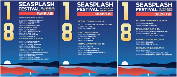 Objavljene satnice te druge vijesti 18. Seasplash festivala